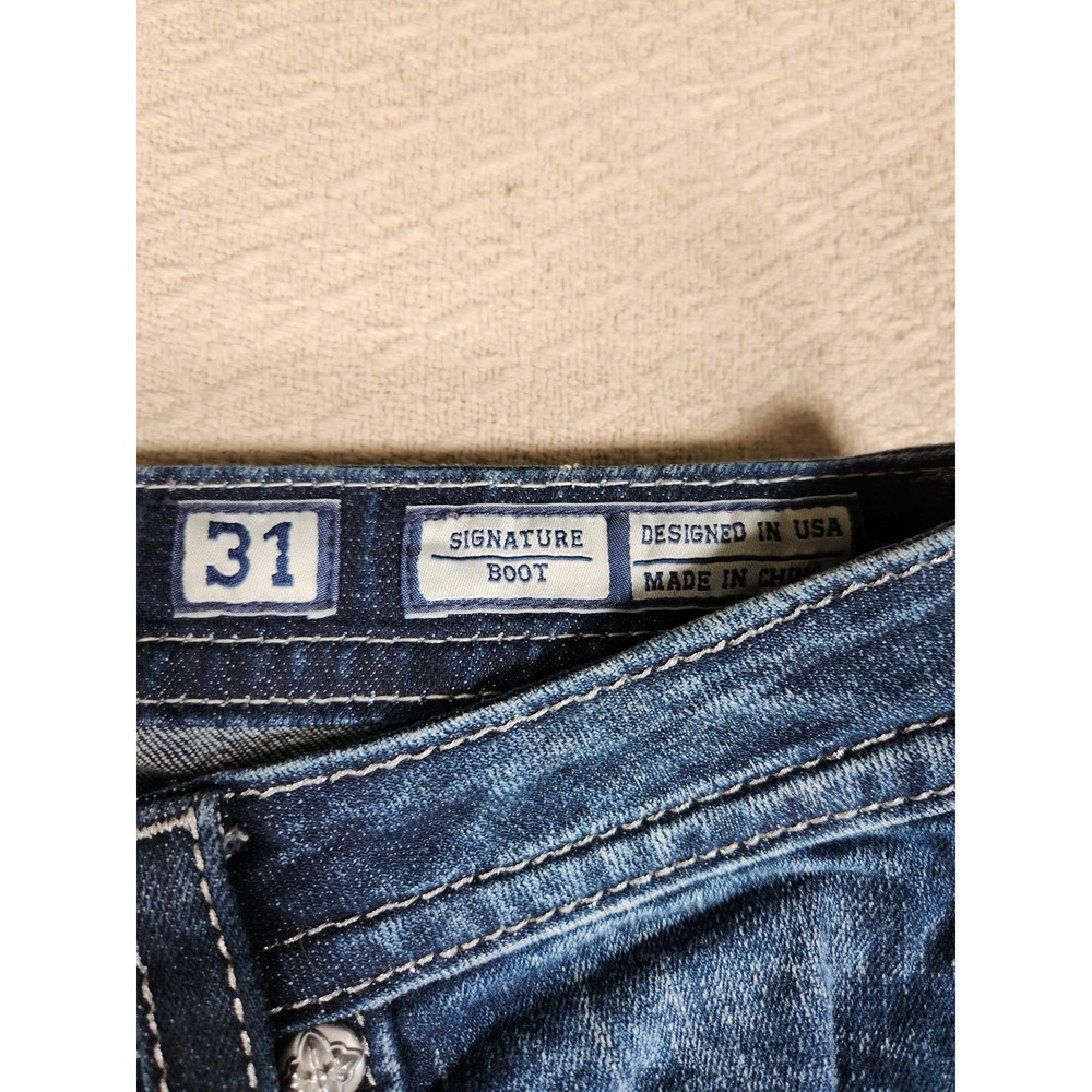Miss Me Bootcut Jeans Women Size 31 Dark Blue Mid Rise Cotton Blend Pockets - Picture 4 of 10